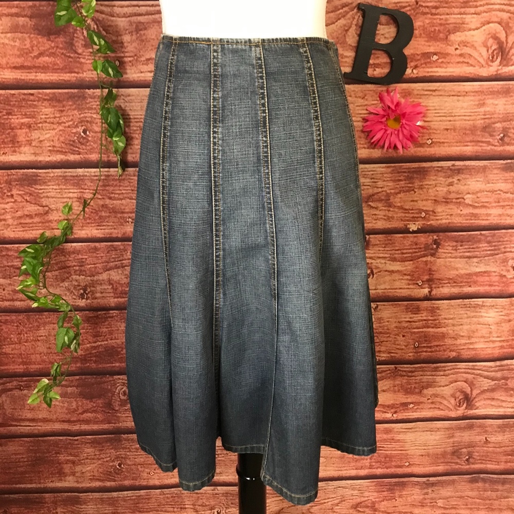 Michael Kors Skirt 8 Denim Jean Knee A Line Modest